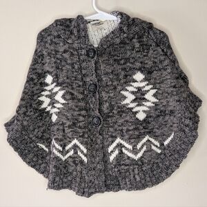 Black and White Patterned Poncho